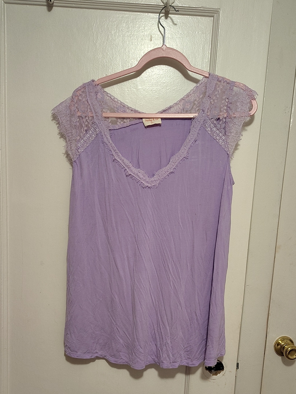 Lavender Lace-Trim V-Neck Camisole